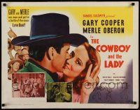 2y581 COWBOY & THE LADY 1/2sh R54 Gary Cooper, Merle Oberon, Walter Brennan!