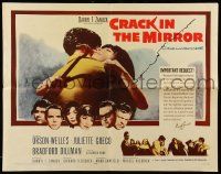 2y582 CRACK IN THE MIRROR 1/2sh '60 Orson Welles, Bradford Dillman, Juliette Greco, in dual roles!