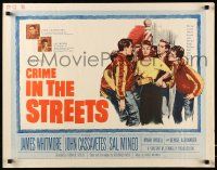 2y585 CRIME IN THE STREETS style B 1/2sh '56 Don Siegel directed, Sal Mineo & 1st John Cassavetes!