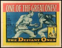 2y603 DEFIANT ONES style B 1/2sh '58 art of escaped cons Curtis & Sidney Poitier chained together!