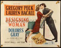 2y606 DESIGNING WOMAN style A 1/2sh '57 romantic art of Gregory Peck & Lauren Bacall!