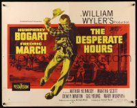 2y608 DESPERATE HOURS running style 1/2sh '55 Humphrey Bogart, Fredric March, William Wyler