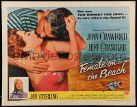 2y629 FEMALE ON THE BEACH style B 1/2sh '55 cool images of Joan Crawford and Jeff Chandler!
