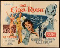 2y652 GIRL RUSH style B 1/2sh '55 artwork of sexy showgirl Rosalind Russell in Las Vegas!