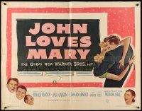 2y703 JOHN LOVES MARY 1/2sh '49 Ronald Reagan, Jack Carson, Patricia Neal, romantic artwork!