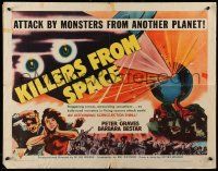 2y719 KILLERS FROM SPACE style B 1/2sh '54 great full-color image, much better than 1-sheet!