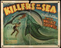 2y720 KILLERS OF THE SEA style B 1/2sh '37 Captain Wallace Caswell Jr. w/ sawfish stabbing shark!