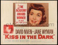 2y723 KISS IN THE DARK 1/2sh '49 close up headshot of Jane Wyman + kissing David Niven!