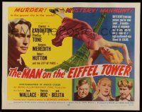 2y766 MAN ON THE EIFFEL TOWER 1/2sh R54 Charles Laughton & Franchot Tone in Paris!