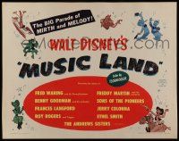 2y787 MUSIC LAND style A 1/2sh '55 Walt Disney, Donald Duck, Joe Carioca & more!