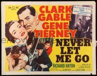 2y796 NEVER LET ME GO style A 1/2sh '53 romantic close up art of Clark Gable & sexy Gene Tierney!