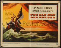 2y806 OLD MAN & THE SEA 1/2sh '58 Spencer Tracy, Ernest Hemingway, John Sturges, dramatic art!