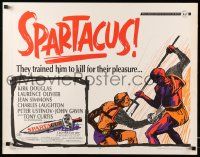 2y894 SPARTACUS 1/2sh R67 classic Stanley Kubrick & Kirk Douglas epic, cool gladiator art!