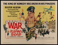 2y962 WAR ITALIAN STYLE 1/2sh '66 Due Marines e un Generale, cartoon art of Buster Keaton as Nazi!