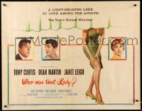 2y975 WHO WAS THAT LADY style A 1/2sh '60 Tony Curtis, sexy Janet Leigh & Dean Martin, sexy leg!