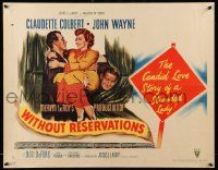 2y988 WITHOUT RESERVATIONS style B 1/2sh '46 art of John Wayne, Claudette Colbert & Don DeFore!
