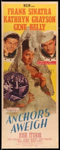 2y009 ANCHORS AWEIGH insert '45 art of sailors Frank Sinatra & Gene Kelly with Kathryn Grayson!