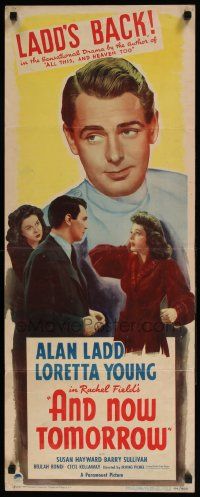 2y010 AND NOW TOMORROW insert '44 great headshot of Dr. Alan Ladd, plus pretty Loretta Young!