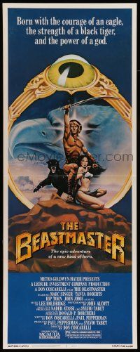 2y024 BEASTMASTER insert '82 cool fantasy art of barechested Marc Singer & sexy Tanya Roberts!