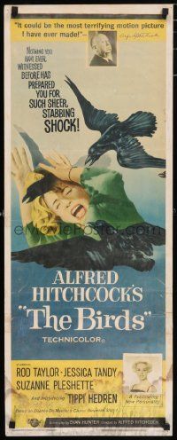 2y033 BIRDS insert '63 Alfred Hitchcock, Tippi Hedren, classic art of attacking avians!