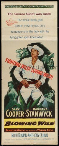 2y037 BLOWING WILD insert '53 Gary Cooper, Barbara Stanwyck, Ruth Roman, Anthony Quinn!