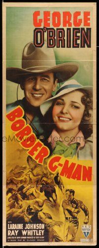 2y042 BORDER G-MAN insert '38 cool western image of cowboy George O'Brien, Laraine Johnson!