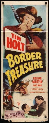 2y043 BORDER TREASURE insert '50 cool artwork of Tim Holt holding a rifle!