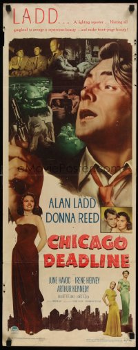 2y084 CHICAGO DEADLINE insert '49 cool image of Alan Ladd, Donna Reed & bad girls, film noir!