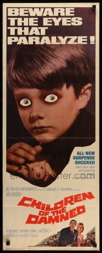 2y085 CHILDREN OF THE DAMNED insert '64 beware the creepy kid's eyes that paralyze!