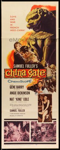2y086 CHINA GATE insert '57 Samuel Fuller, Angie Dickinson, Gene Barry, Nat King Cole!