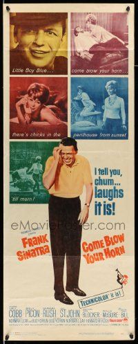 2y095 COME BLOW YOUR HORN insert '63 laughing Frank Sinatra, from Neil Simon's play!