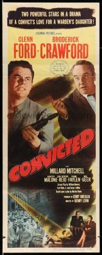2y100 CONVICTED insert '50 Glenn Ford, Broderick Crawford, image of prison break, film noir!