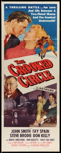 2y117 CROOKED CIRCLE insert '57 two-fisted boxing champ vs crooked underworld, cool art!