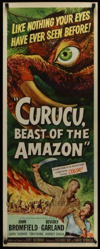 2y124 CURUCU, BEAST OF THE AMAZON insert '56 Universal horror, great monster art by Reynold Brown!