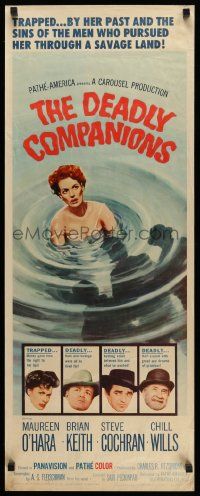 2y129 DEADLY COMPANIONS insert '61 first Peckinpah, art of sexy Maureen O'Hara caught swimming!