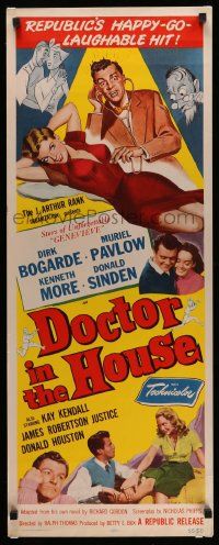 2y142 DOCTOR IN THE HOUSE insert '55 great art of Dr. Dirk Bogarde examining sexy Muriel Pavlow!
