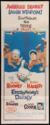 2y157 EVERYTHING'S DUCKY insert '61 artwork of Mickey Rooney & Buddy Hackett with a talking duck!