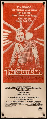 2y171 GAMBLER insert '74 James Caan is a degenerate gambler who owes the mob $44,000!