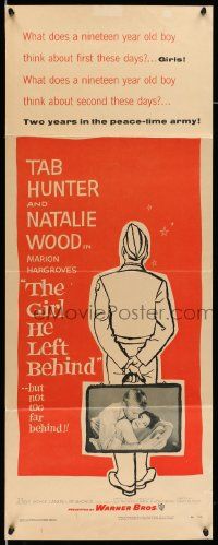 2y185 GIRL HE LEFT BEHIND insert '56 romantic image of Tab Hunter about to kiss Natalie Wood!