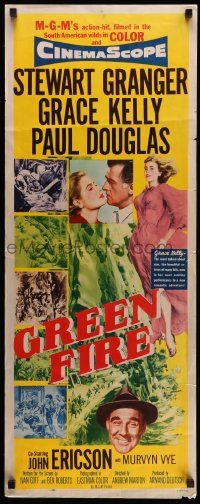 2y216 GREEN FIRE insert '54 art of beautiful full-length Grace Kelly + Stewart Granger!