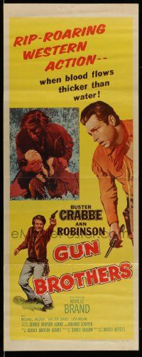 2y220 GUN BROTHERS insert '56 cowboy western images of Buster Crabbe & brother Neville Brand