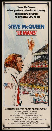 2y280 LE MANS insert '71 classic Tom Jung artwork of race car driver Steve McQueen waving at fans!