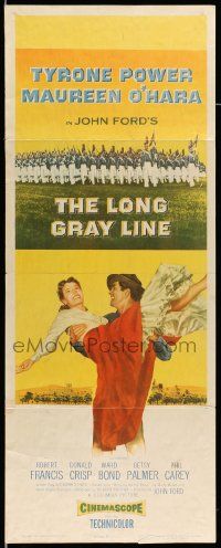 2y288 LONG GRAY LINE insert '54 art of Tyrone Power carrying Maureen O'Hara + West Point cadets!