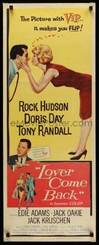 2y293 LOVER COME BACK insert '61 great artwork images of Rock Hudson & Doris Day!