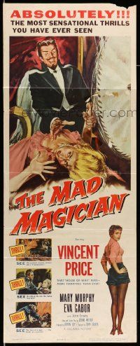 2y297 MAD MAGICIAN 2D insert '54 Vincent Price is a crazy magician who performs dangerous tricks!