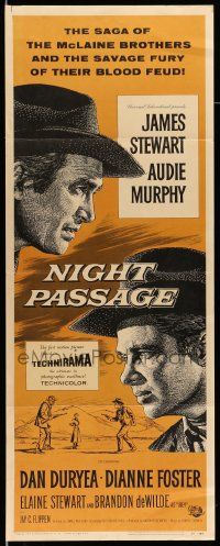 2y326 NIGHT PASSAGE insert '57 no one could stop the showdown between Jimmy Stewart & Audie Murphy
