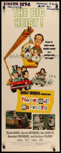 2y327 NO DEPOSIT NO RETURN insert '76 Disney, wacky art of David Niven in crane bucket w/moneybags