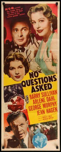 2y328 NO QUESTIONS ASKED insert '51 Arlene Dahl is a double-crossing doll, Barry Sullivan!