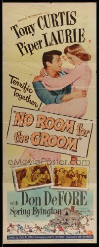2y329 NO ROOM FOR THE GROOM insert '52 artwork of Tony Curtis with Piper Laurie!