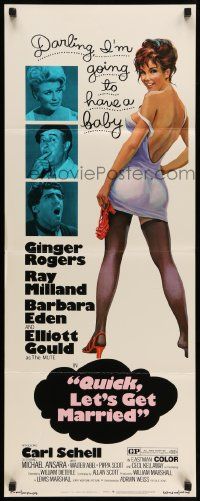2y364 QUICK LET'S GET MARRIED insert '71 Ginger Rogers, Elliott Gould, Milland & sexy Barbara Eden!
